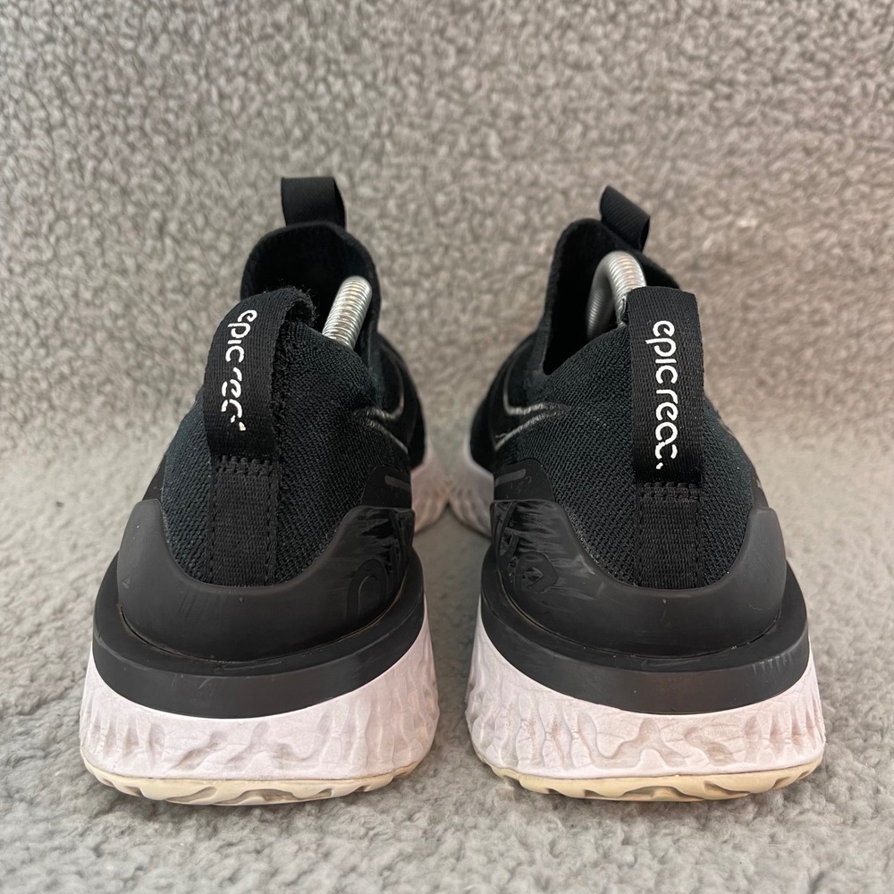 Nike Epic Phantom React Flyknit Mens 8 Black White Slip On Athletic Shoes BV0417 - Picture 5 of 9